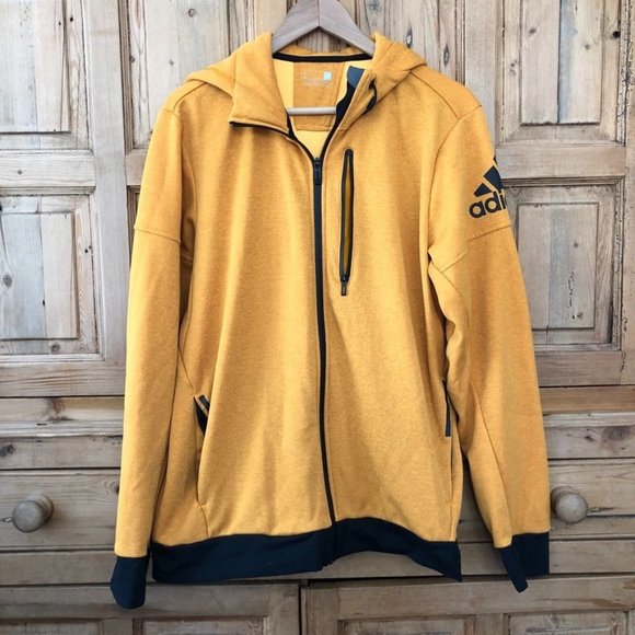 adidas Other - Men's Adidas Large Full Zip Yellow Hooded Sweater
